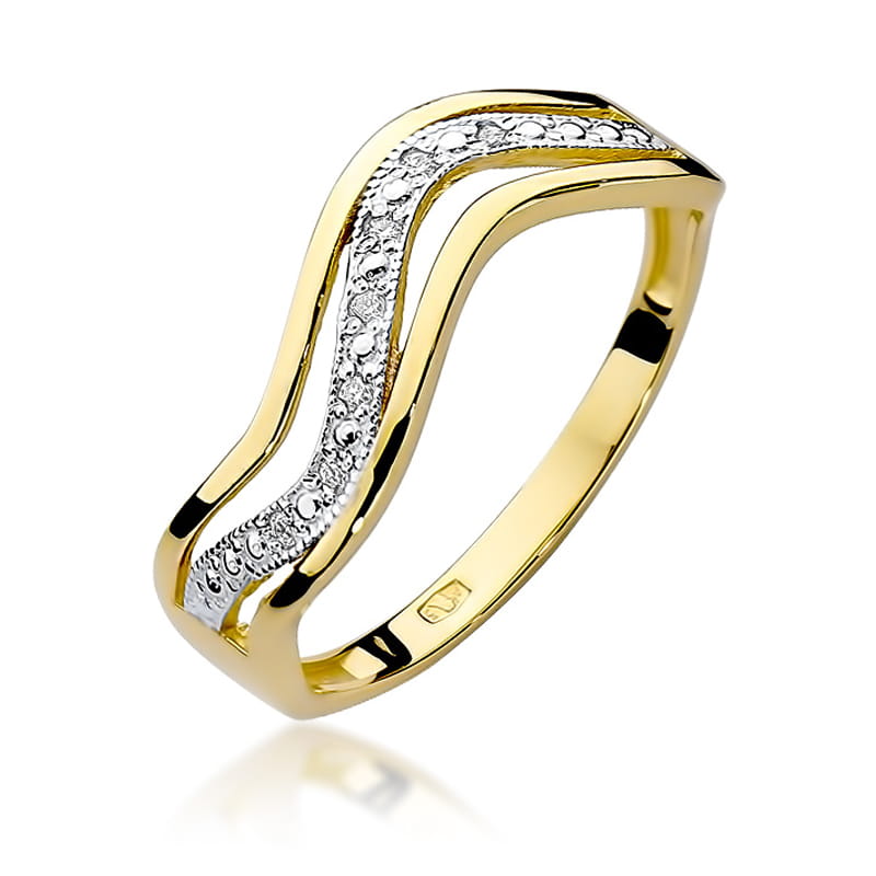 Pierścionek z diamentami żółte złoto 1 Pierścionek W116 z diamentami żółte złoto Jubiler Kraków BigDIAMOND