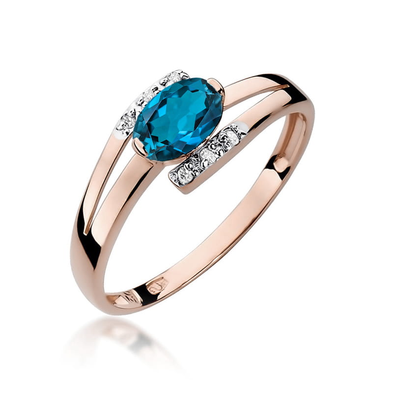 Pierścionek Topaz London Blue 0,50ct różowe złoto 1 Pierścionek W119 Topaz London Blue 0