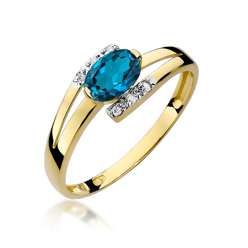 Pierścionek Topaz London Blue 0,50ct żółte złoto 1 Pierścionek W119 Topaz London Blue 0