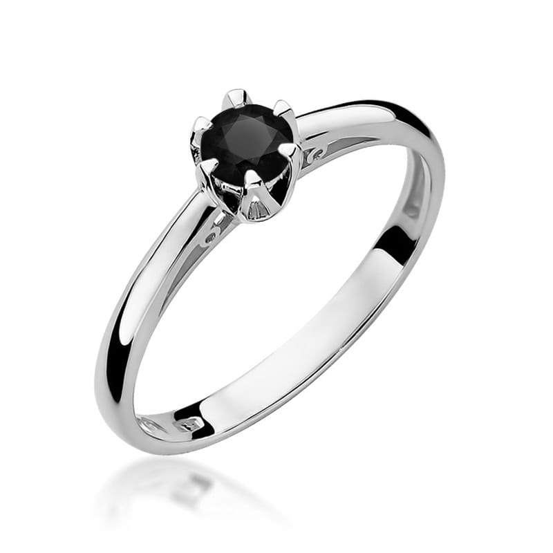 Pierścionek Czarny Diament 0,20ct białe złoto 1 Pierścionek W133 Czarny Diament 0