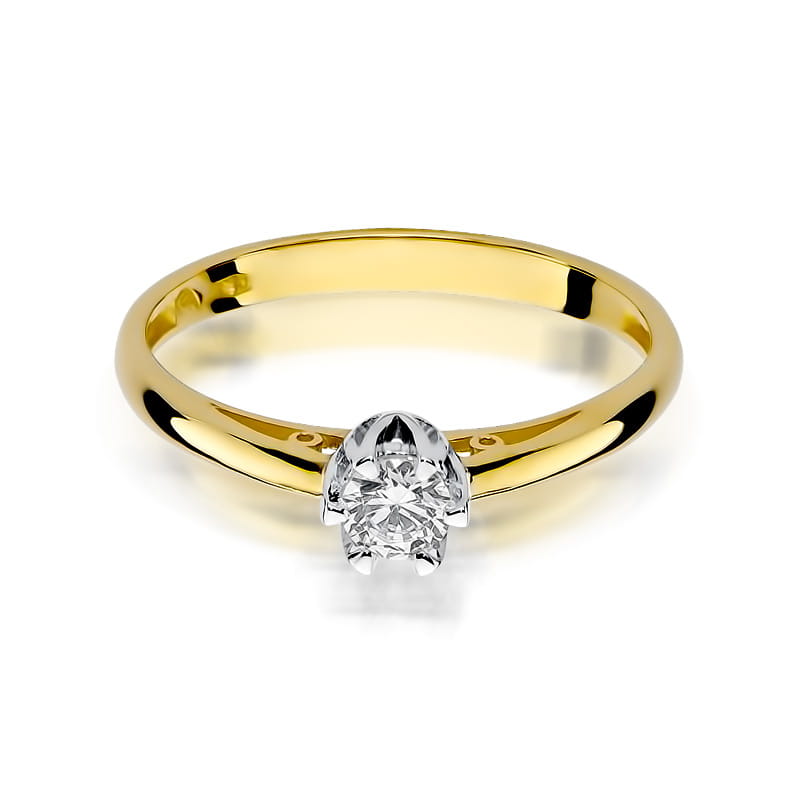 Pierścionek Diament 0,15ct żółte złoto 2 15ct żółte złoto Jubiler Kraków BigDIAMOND