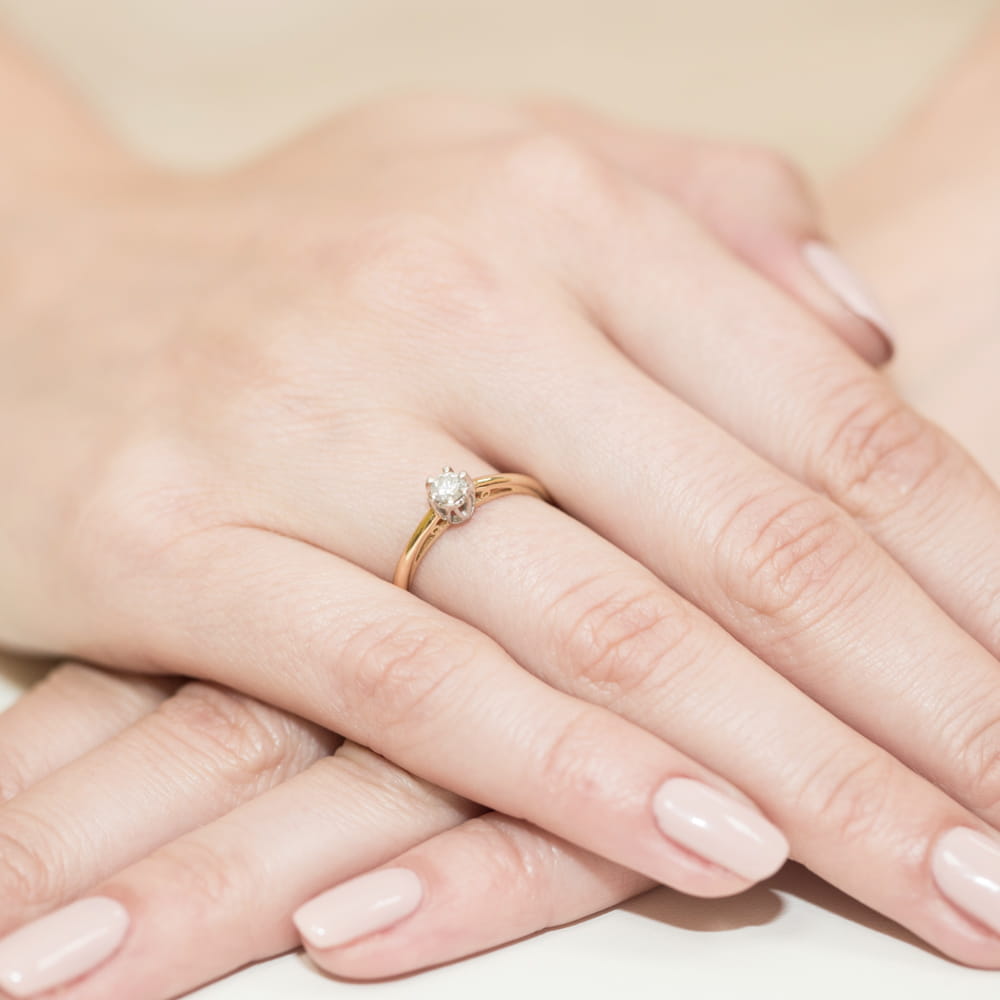 Pierścionek Diament 0,15ct żółte złoto 4 Pierścionek Diament 0,15ct żółte złoto - obrazek 4