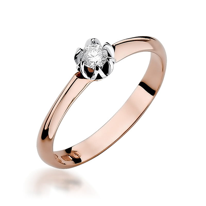 Pierścionek Diament 0,10ct różowe złoto 1 Pierścionek W134 Diament 0