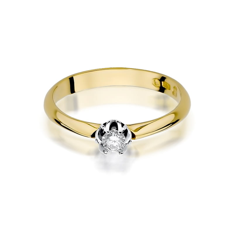 Pierścionek Diament 0,10ct żółte złoto 2 10ct żółte złoto Jubiler Kraków BigDIAMOND