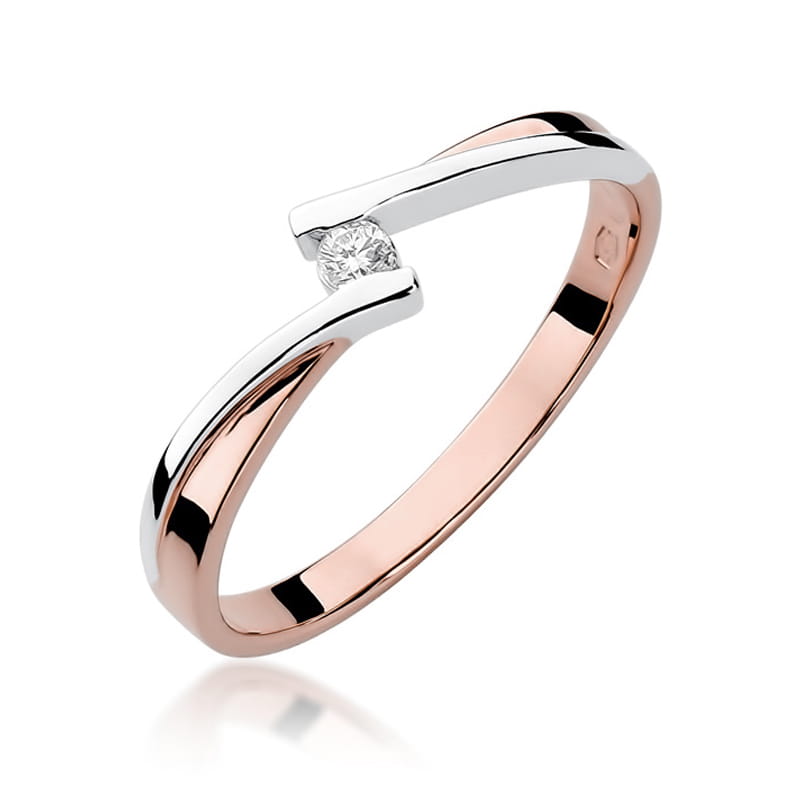 Pierścionek Diament 0,04ct różowe złoto 1 Pierścionek W137 Diament 0