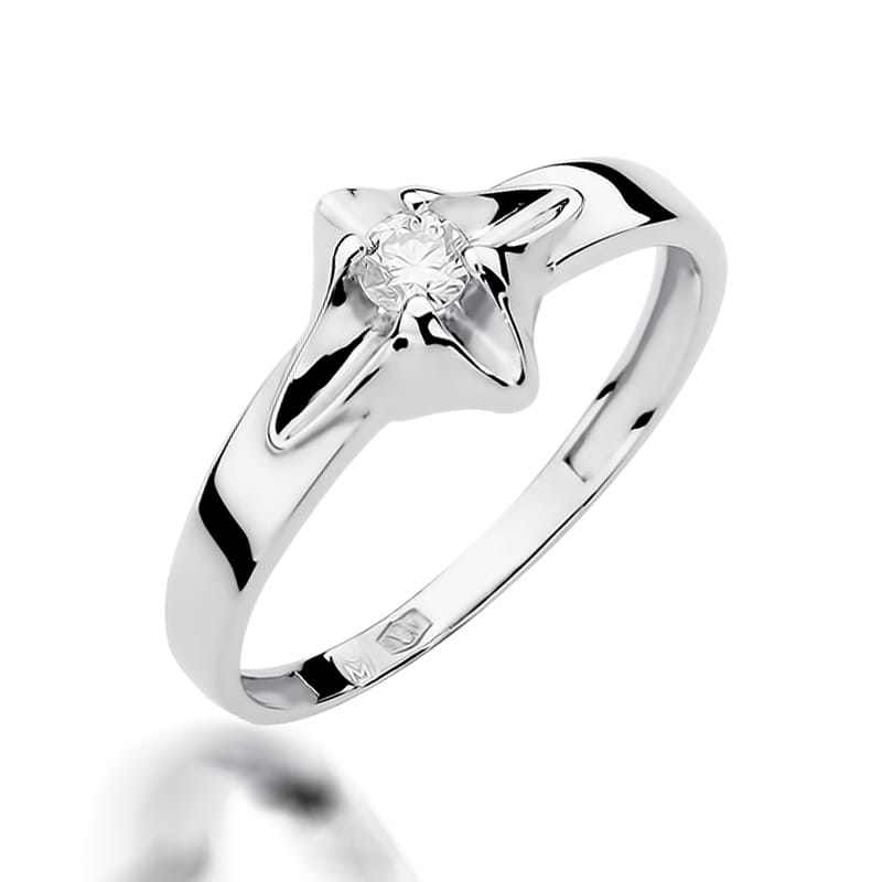 Pierścionek Diament 0,12ct białe złoto 1 Pierścionek W155 Diament 0