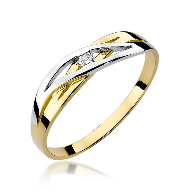 Pierścionek Diament 0,04ct żółte złoto 1 Pierścionek W156 Diament 0