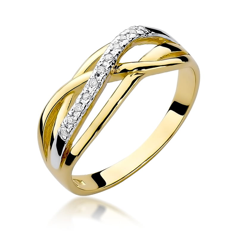 Pierścionek z diamentami żółte złoto 1 Pierścionek W157 z diamentami żółte złoto Jubiler Kraków BigDIAMOND