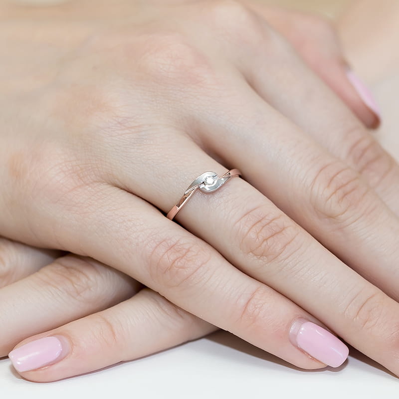 Pierścionek Diament 0,05ct różowe złoto 4 Pierścionek Diament 0,05ct różowe złoto - obrazek 4