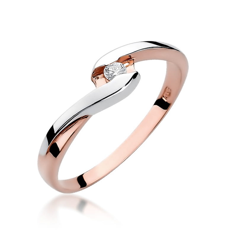 Pierścionek Diament 0,05ct różowe złoto 1 Pierścionek W158 Diament 0