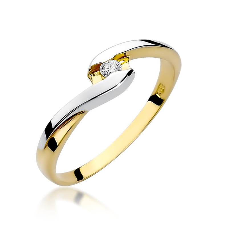 Pierścionek Diament 0,05ct żółte złoto 1 Pierścionek W158 Diament 0