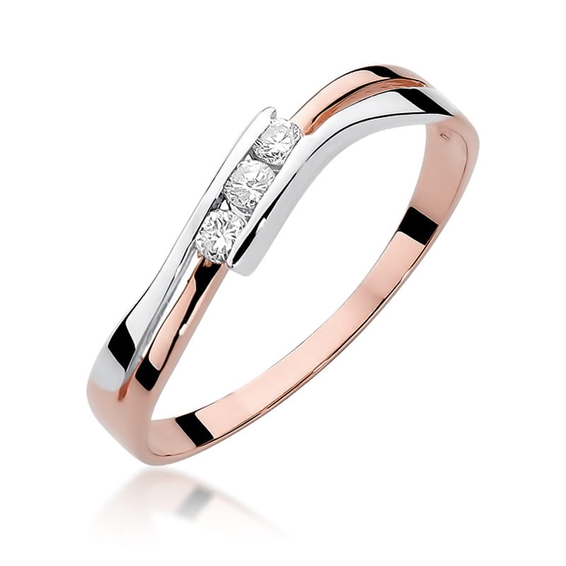 Pierścionek z diamentami różowe złoto 1 Pierścionek W159 z diamentami różowe złoto Jubiler Kraków BigDIAMOND