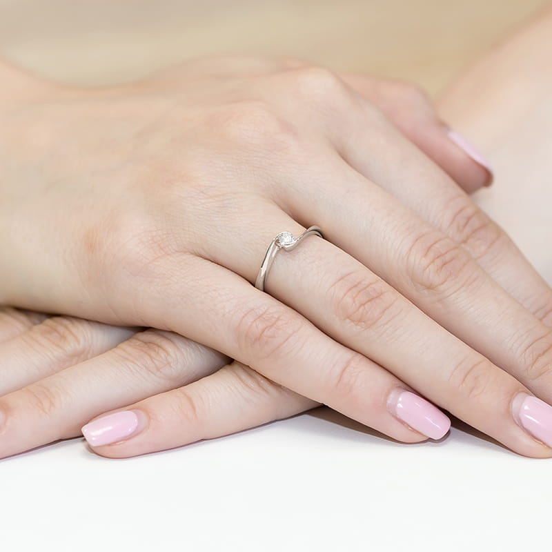 Pierścionek Diament 0,13ct białe złoto 4 Pierścionek Diament 0,13ct białe złoto - obrazek 4