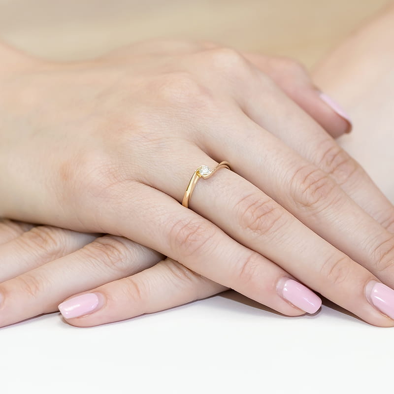 Pierścionek Diament 0,13ct żółte złoto 4 Pierścionek Diament 0,13ct żółte złoto - obrazek 4