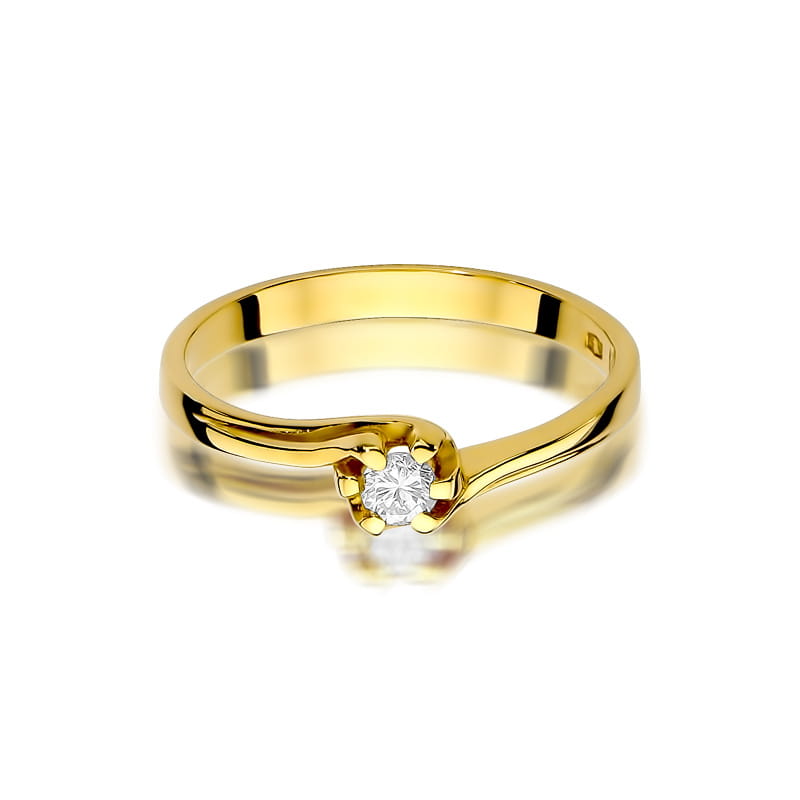 Pierścionek Diament 0,10ct żółte złoto 2 10ct żółte złoto Jubiler Kraków BigDIAMOND