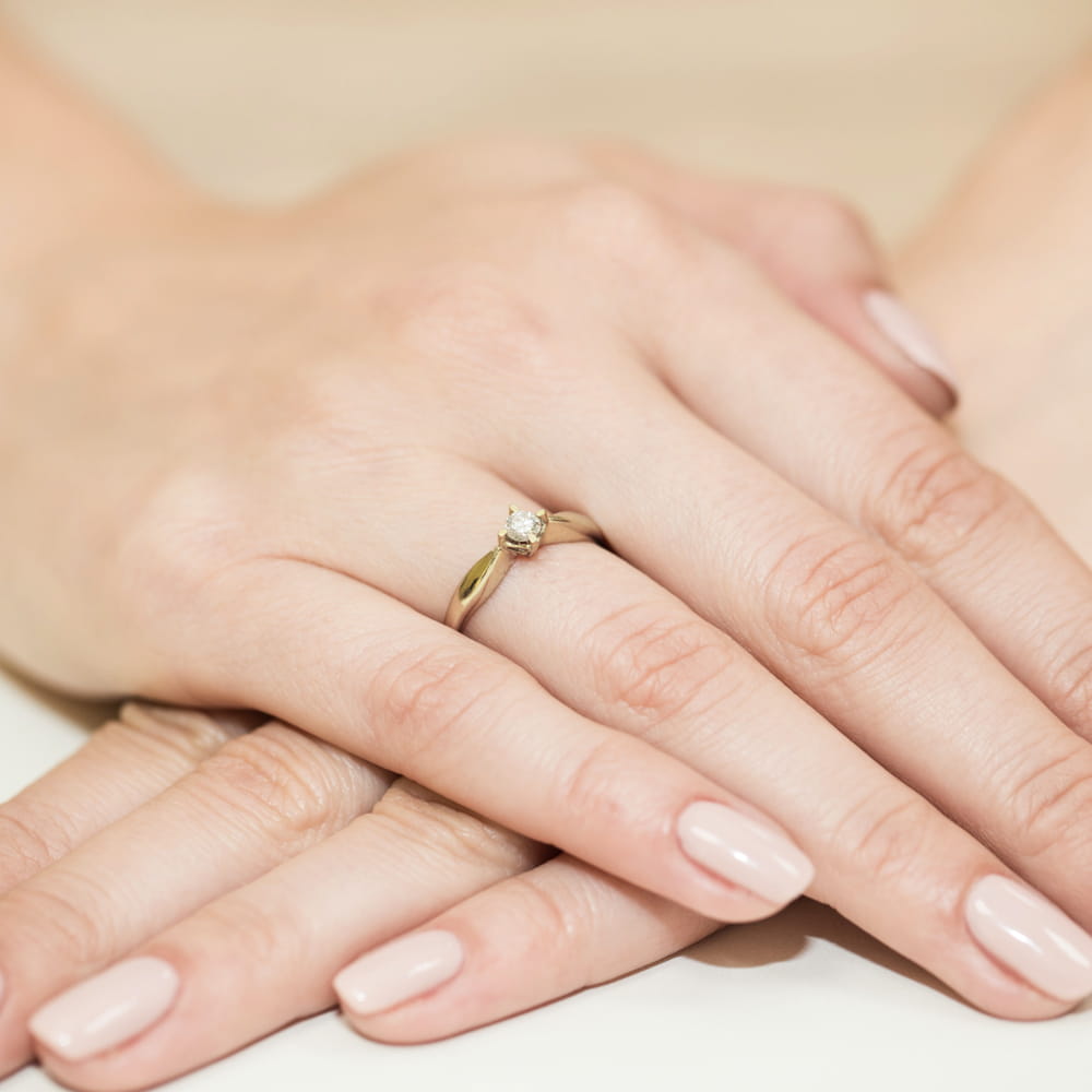 Pierścionek Diament 0,12ct żółte złoto 4 Pierścionek Diament 0,12ct żółte złoto - obrazek 4