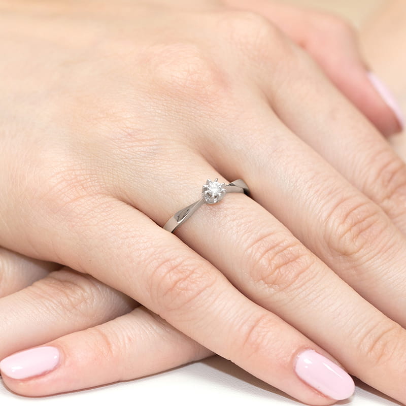 Pierścionek Diament 0,15ct białe złoto 4 Pierścionek Diament 0,15ct białe złoto - obrazek 4