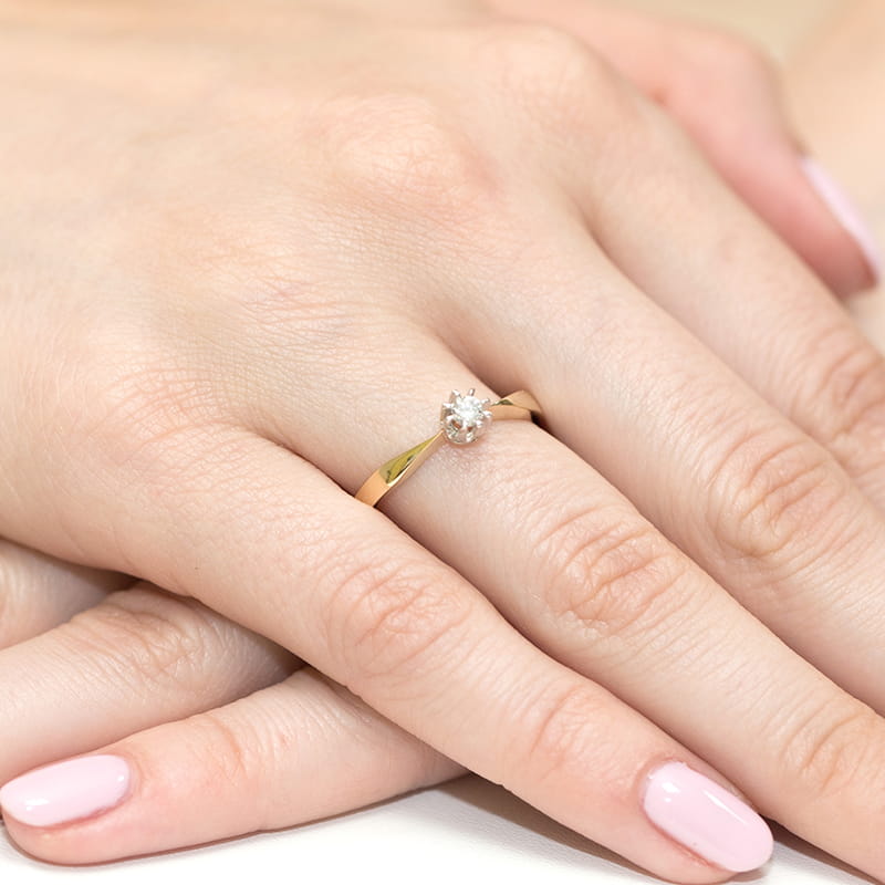 Pierścionek Diament 0,15ct żółte złoto 4 Pierścionek Diament 0,15ct żółte złoto - obrazek 4