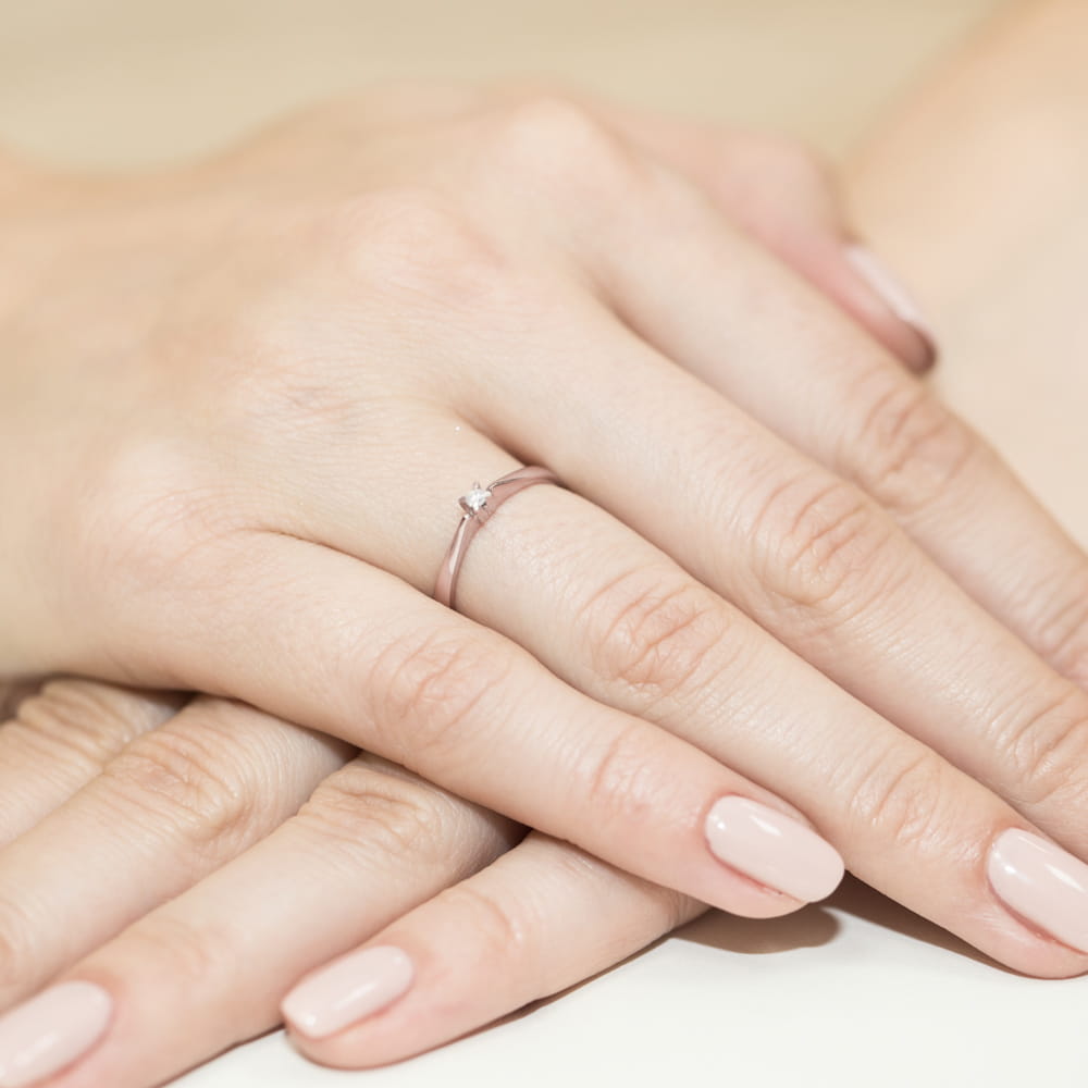 Pierścionek Diament 0,03ct różowe złoto 4 Pierścionek Diament 0,03ct różowe złoto - obrazek 4