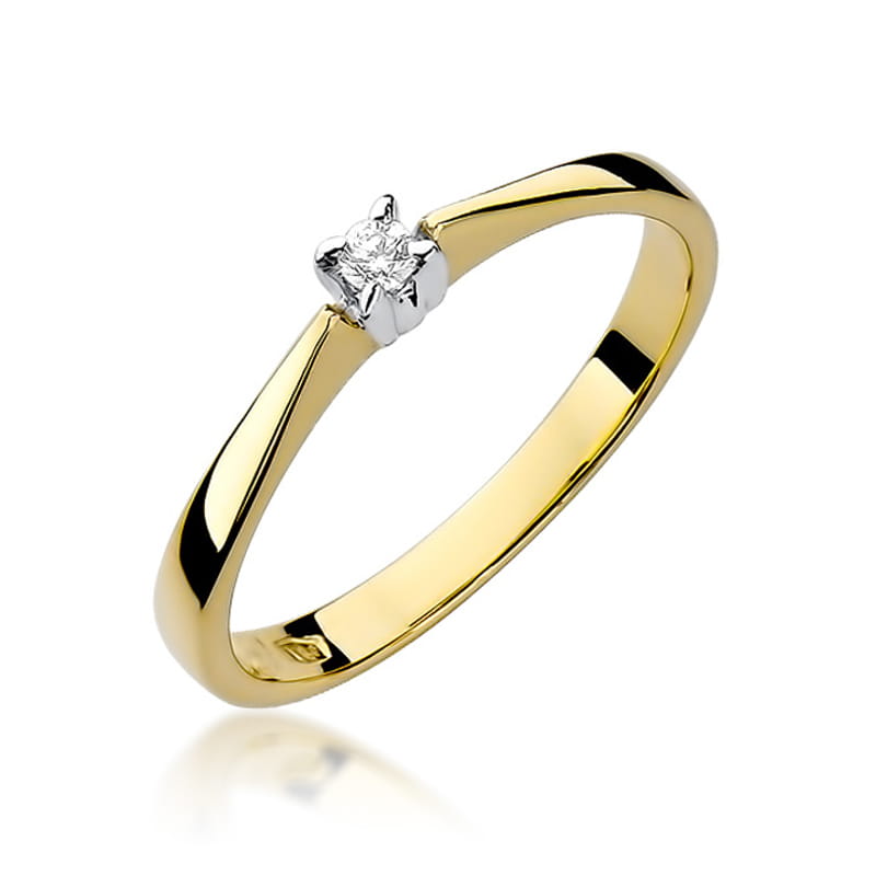 Pierścionek Diament 0,03ct żółte złoto 1 Pierścionek W175 Diament 0