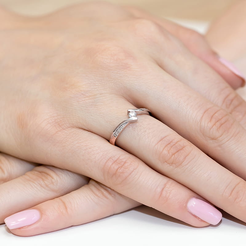 Pierścionek Diament 0,13ct różowe złoto 4 Pierścionek Diament 0,13ct różowe złoto - obrazek 4