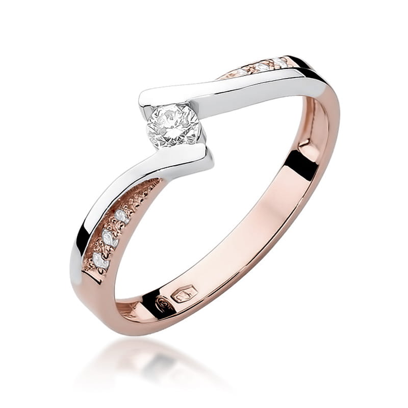 Pierścionek Diament 0,13ct różowe złoto 1 Pierścionek W177 Diament 0