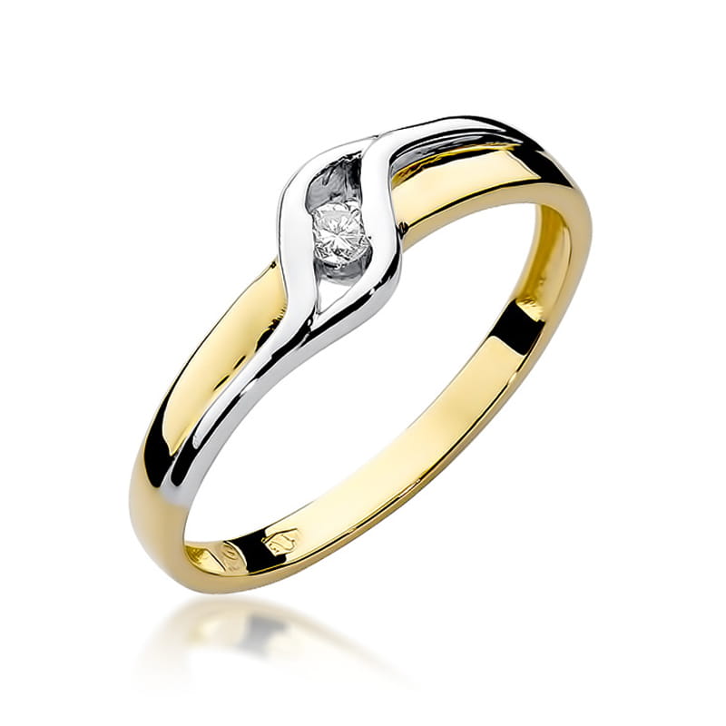 Pierścionek Diament 0,04ct żółte złoto 1 Pierścionek W178 Diament 0