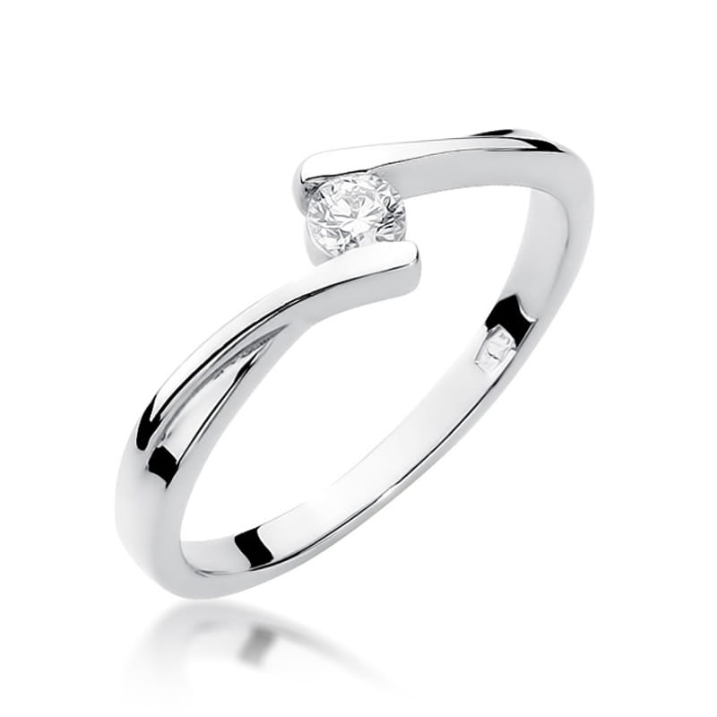 Pierścionek Diament 0,10ct białe złoto 1 Pierścionek W180 Diament 0