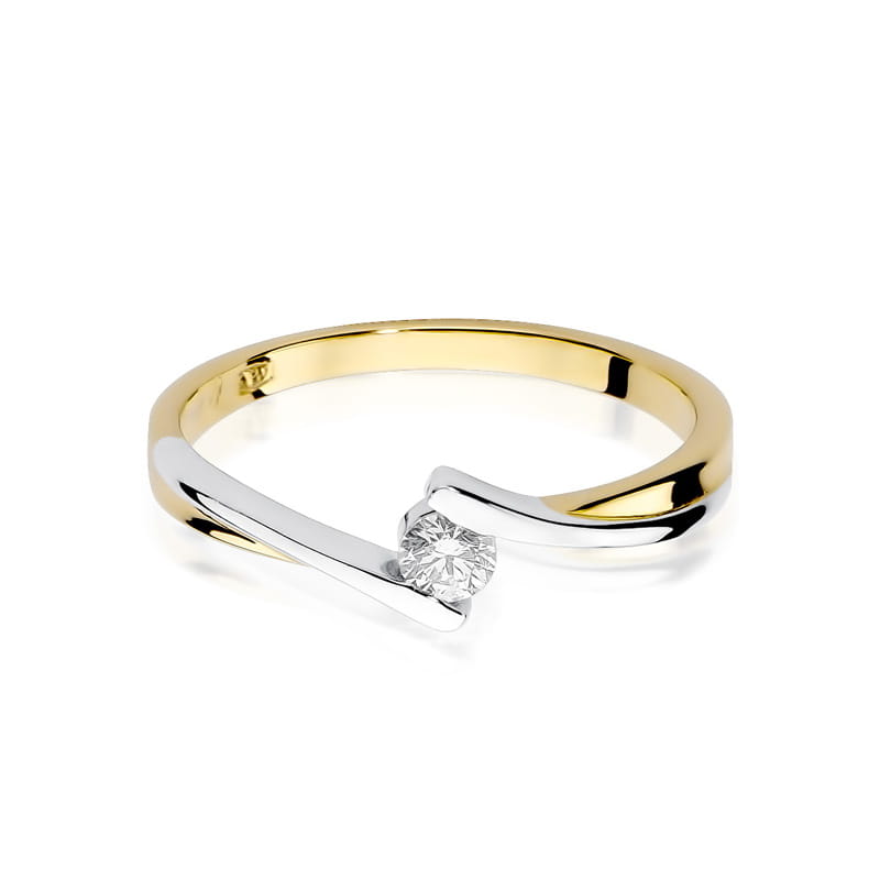 Pierścionek Diament 0,10ct żółte złoto 2 10ct żółte złoto Jubiler Kraków BigDIAMOND