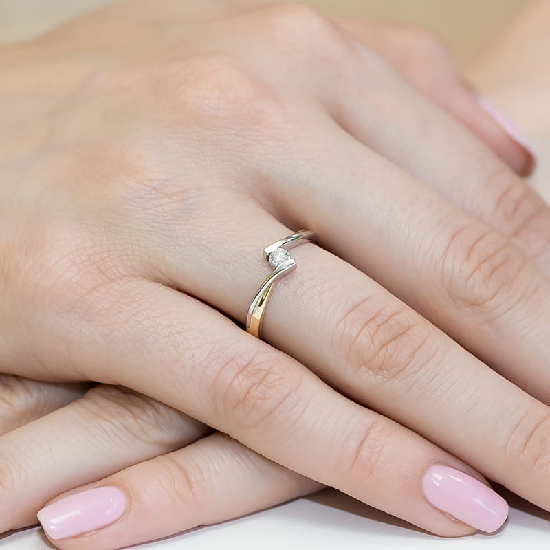 Pierścionek Diament 0,10ct żółte złoto 4 Pierścionek Diament 0,10ct żółte złoto - obrazek 4