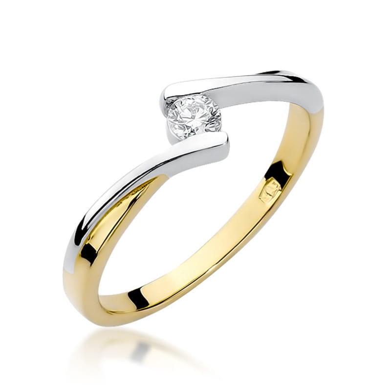 Pierścionek Diament 0,10ct żółte złoto 1 Pierścionek W180 Diament 0