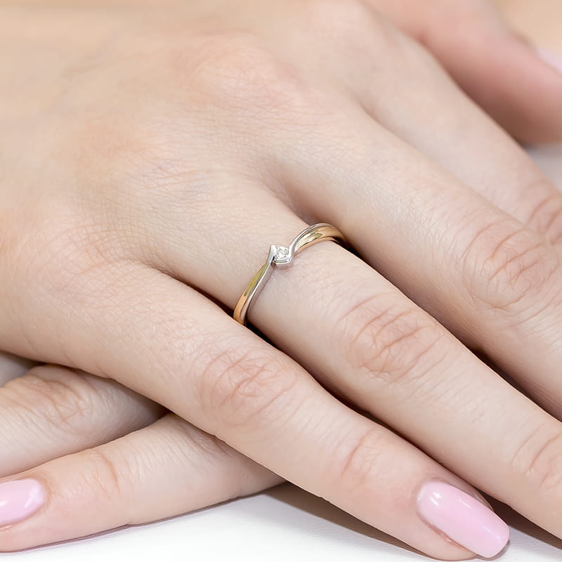 Pierścionek Diament 0,04ct żółte złoto 4 Pierścionek Diament 0,04ct żółte złoto - obrazek 4