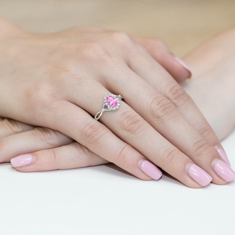Pierścionek Różowy Szafir 0,45ct białe złoto 4 Pierścionek Różowy Szafir 0,45ct białe złoto - obrazek 4