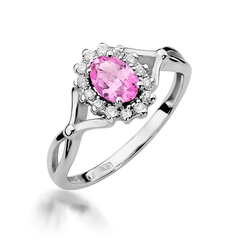 Pierścionek Różowy Szafir 0,45ct białe złoto 1 Pierścionek W182 Różowy Szafir 0