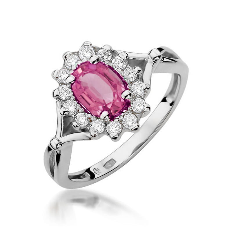 Pierścionek Różowy Topaz 0,50ct białe złoto 1 Pierścionek W182 Różowy Topaz 0