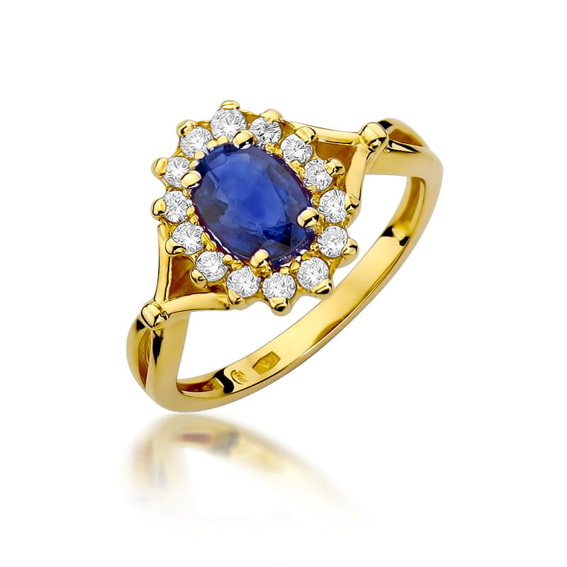 Pierścionek Szafir 0,90ct żółte złoto 1 Pierścionek W182 Szafir 0