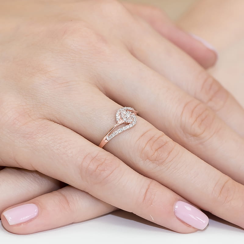 Pierścionek Diament 0,10ct różowe złoto 4 Pierścionek Diament 0,10ct różowe złoto - obrazek 4