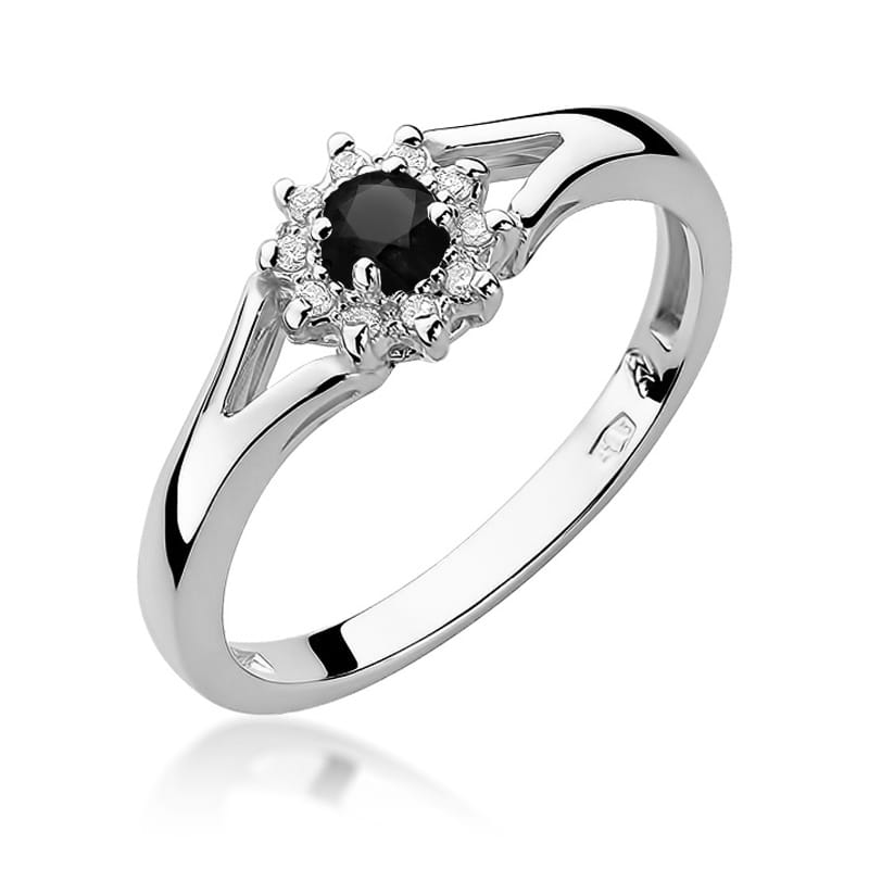 Pierścionek Czarny Diament 0,12ct białe złoto 1 Pierścionek W185 Czarny Diament 0