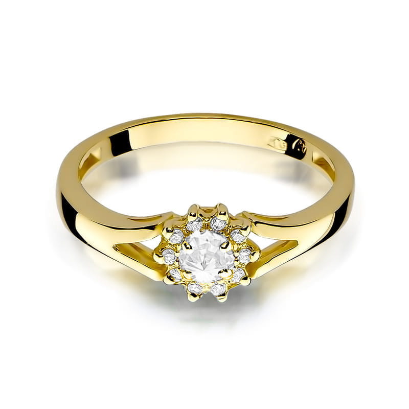 Pierścionek Diament 0,10ct żółte złoto 2 10ct żółte złoto Jubiler Kraków BigDIAMOND