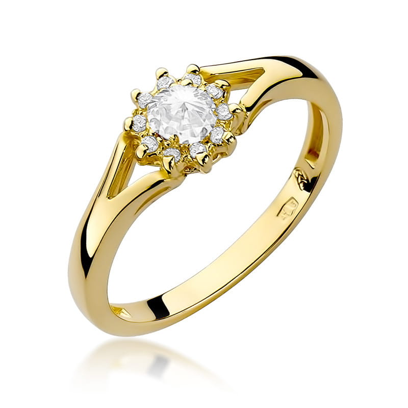 Pierścionek Diament 0,10ct żółte złoto 1 Pierścionek W185 Diament 0