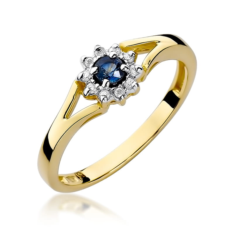 Pierścionek Szafir 0,15ct żółte złoto 1 Pierścionek W185 Szafir 0
