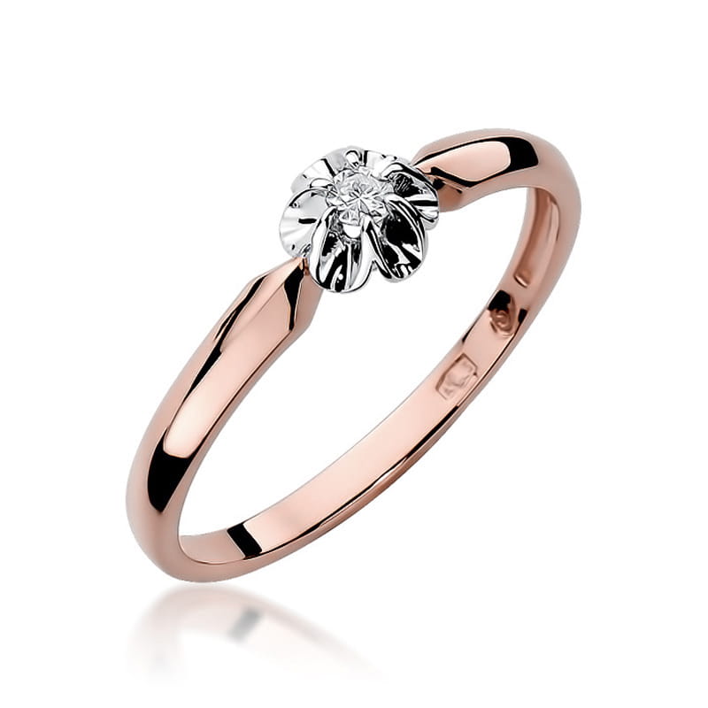 Pierścionek Diament 0,04ct różowe złoto 1 Pierścionek W187 Diament 0