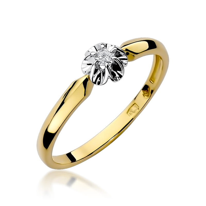 Pierścionek Diament 0,04ct żółte złoto 1 Pierścionek W187 Diament 0