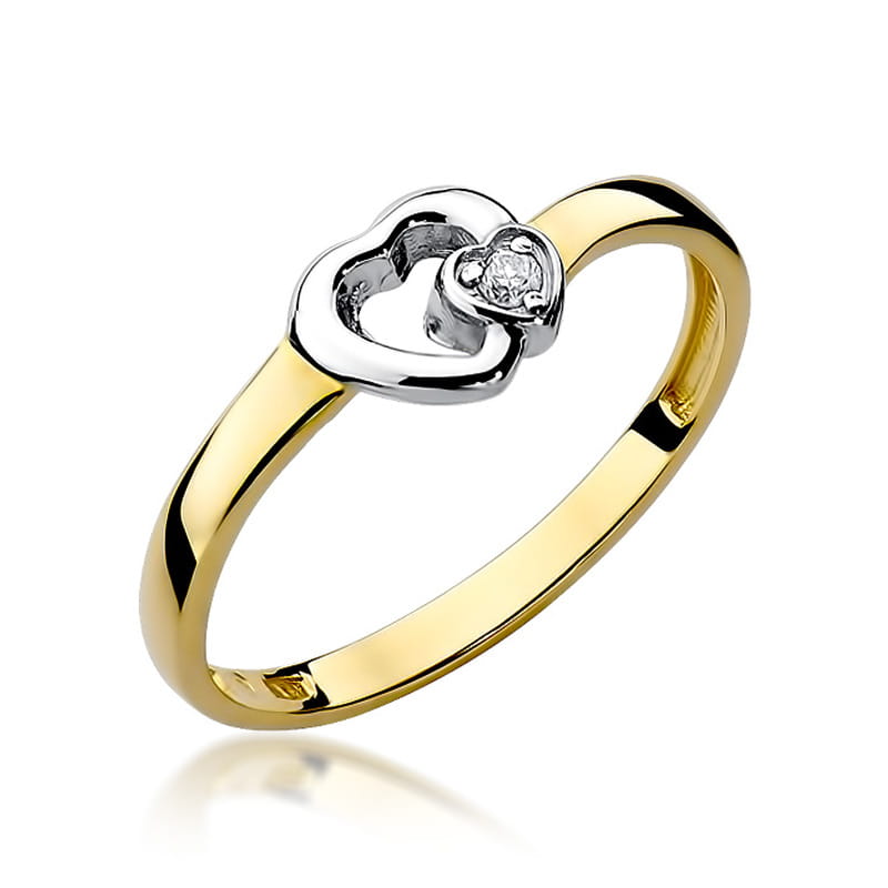 Pierścionek Diament 0,02ct żółte złoto 1 Pierścionek W188 Diament 0
