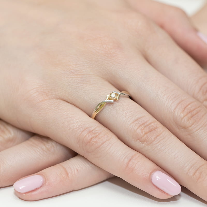 Pierścionek Diament 0,04ct żółte złoto 4 Pierścionek Diament 0,04ct żółte złoto - obrazek 4