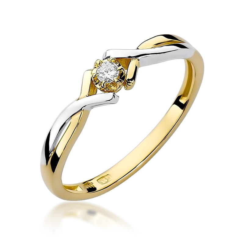 Pierścionek Diament 0,04ct żółte złoto 1 Pierścionek W190 Diament 0