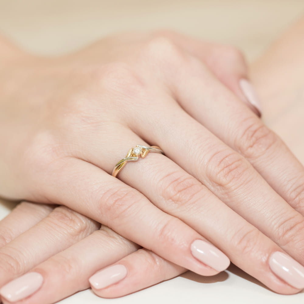 Pierścionek Diament 0,08ct żółte złoto 4 Pierścionek Diament 0,08ct żółte złoto - obrazek 4