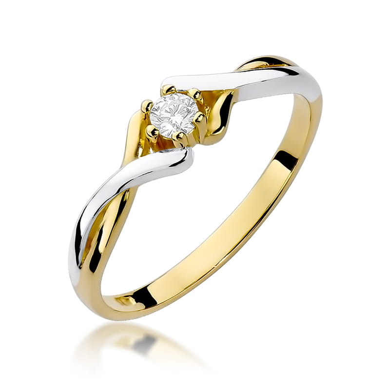 Pierścionek Diament 0,08ct żółte złoto 1 Pierścionek W190B Diament 0