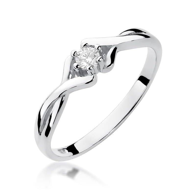 Pierścionek Diament 0,10ct białe złoto 1 Pierścionek W190B Diament 0