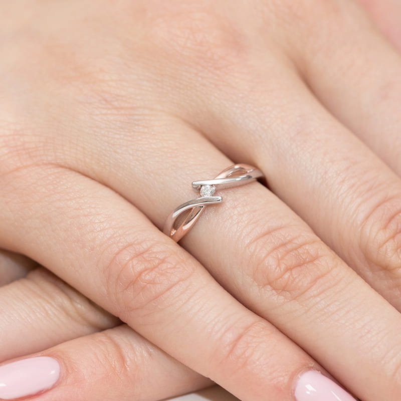 Pierścionek Diament 0,04ct różowe złoto 4 Pierścionek Diament 0,04ct różowe złoto - obrazek 4